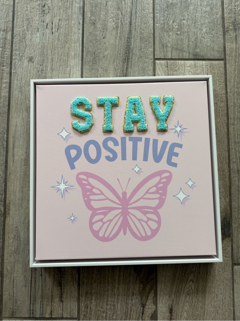 Stay Positive Pink Butterfly Wall Art